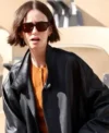 French Open Paris 2026 Lily Collins Black Leather Jacket For Men and Women