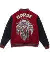 Game Horde World of Warcraft Maroon and Black Varsity Jacket Back