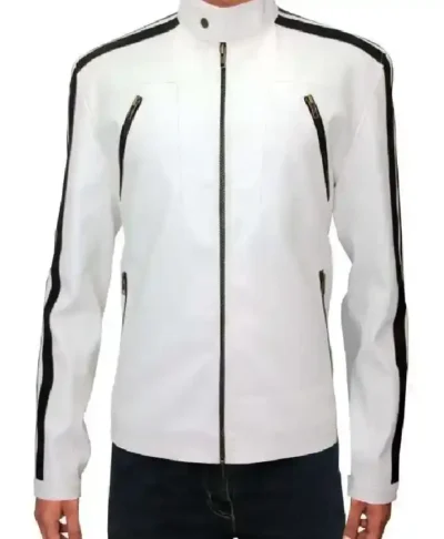 Get Aaron Paul Need For Speed White Leather Jacket