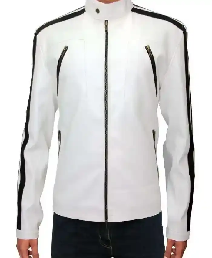 Get Aaron Paul Need For Speed White Leather Jacket