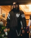 Get New York Yankees Jordan Clarkson Starter Vintage Black White Leather Jacket For Men and Women