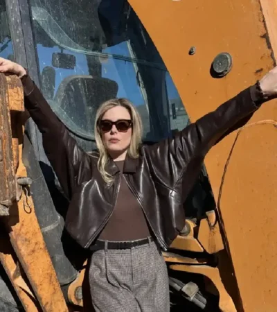 Gillian Jacobs The Musical 2026 Event Abigail Brown Leather Jacket For Women