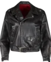 Grease Olivia Newton John Biker Black Leather Jacket