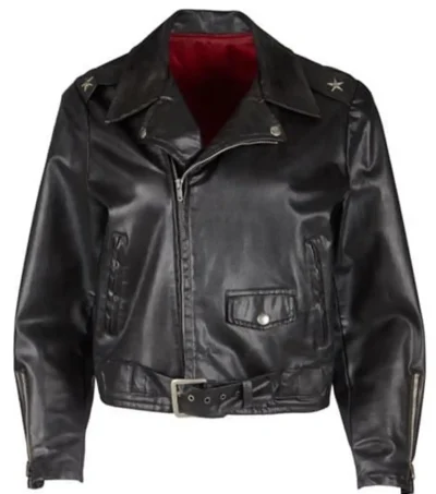 Grease Olivia Newton John Biker Black Leather Jacket