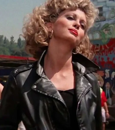 Grease Sandy Biker Black Leather Jacket