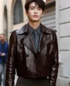 Gucci Cruise 2026 Zhang Linghe Brown Leather Jacket