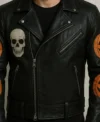 Halloween Handmade Pumpkin and Skull Biker Jacket