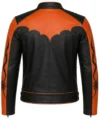 Halloween Pumpkin Handmade Orange and Black Leather Biker Jacket For Men and Women