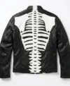Halloween Skeleton Print Black Leather Jacket babck