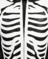 Halloween Skeleton Print Black Leather Jacket close up