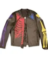 Halloween Vanson x Askan Multi-Colored Skeleton Bone Leather Jacket Front