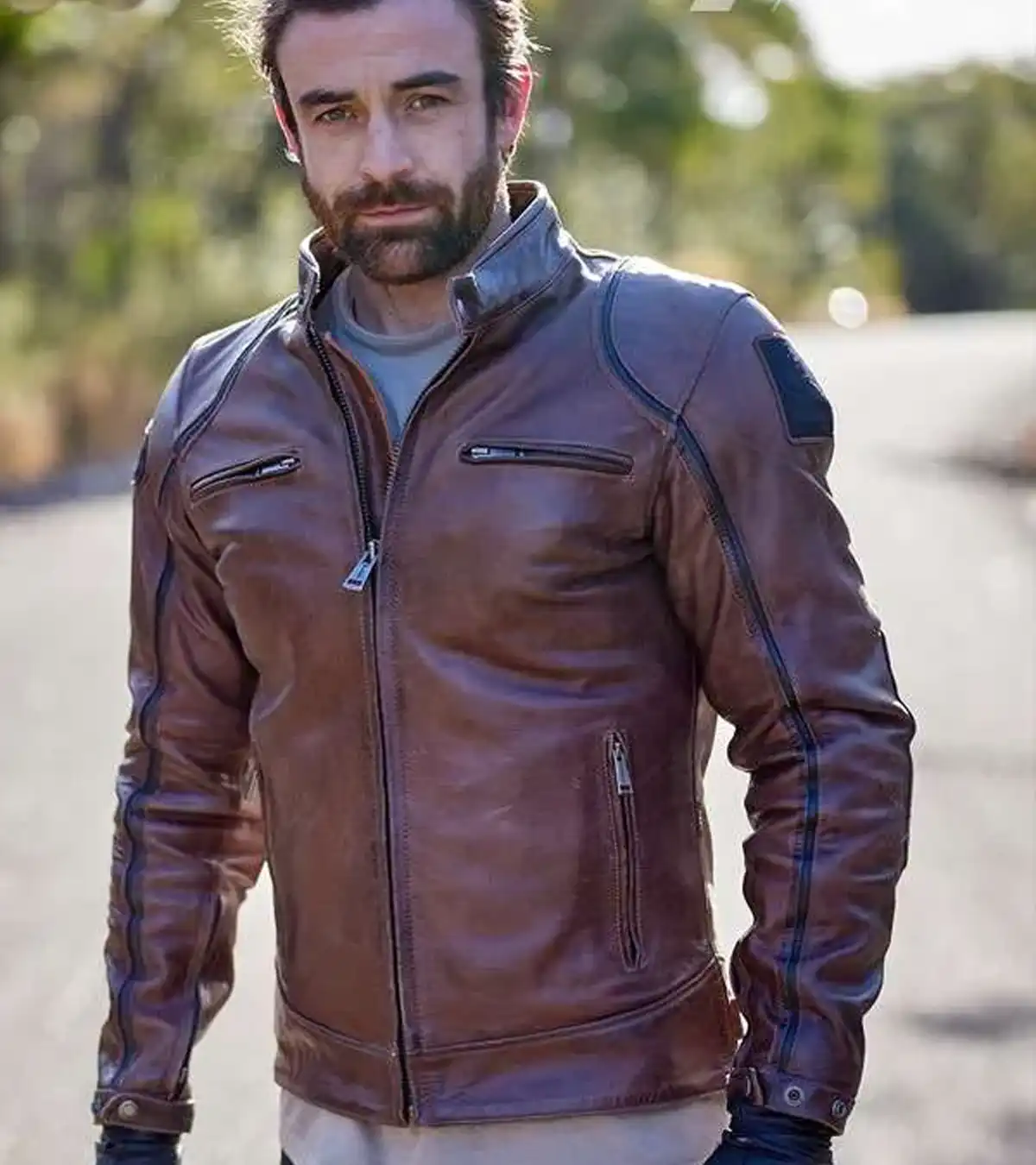 Home and Away Adam Rowland Brown Leather Jacket