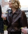 In the City 2026 TV Series Lindsay Hubbard Brown Bomber Leather Jacket For Sale