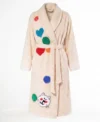 Ivory Confetti Kitty Cat Theme Chenille Bathrobe