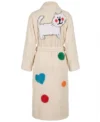 Ivory Confetti Kitty Cat Theme Chenille Bathrobe back