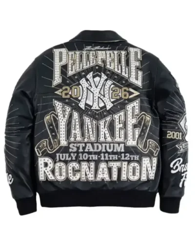 Jay-Z Pelle Pelle New York Yankees 2026 Rocnation Leather Bomber Jacket Back