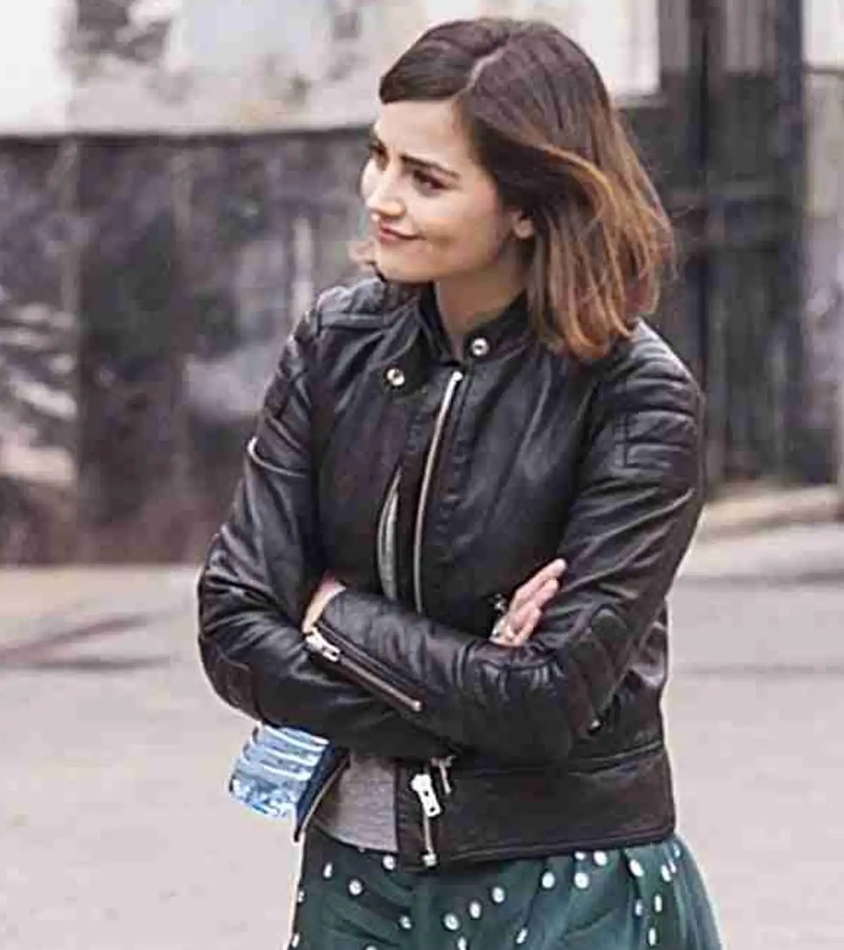 Jenna Coleman TV Series Doctor Who Clara Oswald Black Leather Jacket Sale