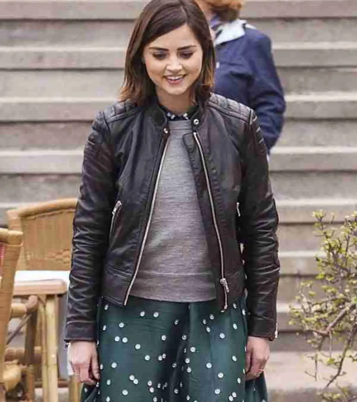 Jenna Coleman TV Series Doctor Who Clara Oswald Black Leather Jacket