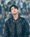 Jungkook BTS Group Member 2026 World Tour Stanford Concert Stadium Black Biker Leather Jacket For Men