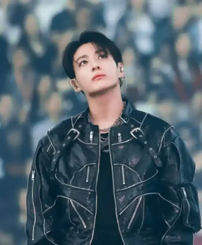 Jungkook BTS Group Member 2026 World Tour Stanford Concert Stadium Black Biker Leather Jacket For Men