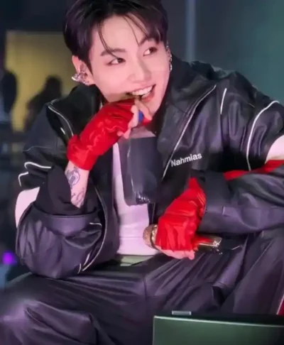 Jungkook BTS Group Member 2026 World Tour Stanford Concert Stadium Black Nahmias Leather Jacket