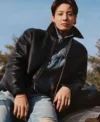 Jungkook x Calvin Klein Black Leather Racer Jacket