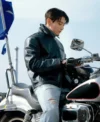 Jungkook x Calvin Klein Black Leather Racer Jacket For Sale