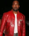 Kanye West Vintage Red Leather Jacket
