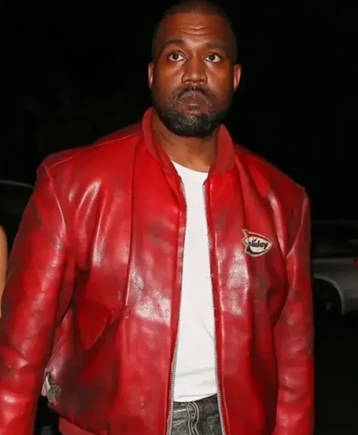 Kanye West Vintage Red Leather Jacket