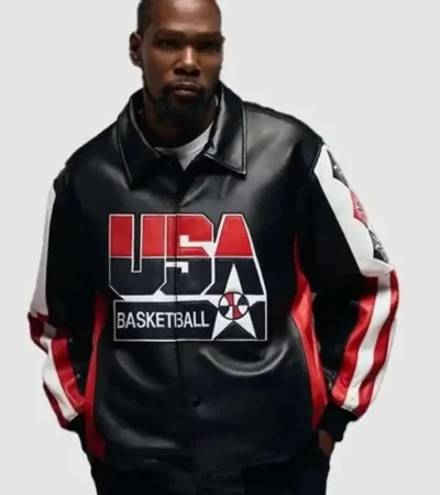 Kevin Durant Olympic Black Leather Jacket
