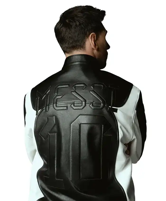 Kith x Lionel Messi x Adidas Football World Cup 2026 Black and White Leather Biker Jacket
