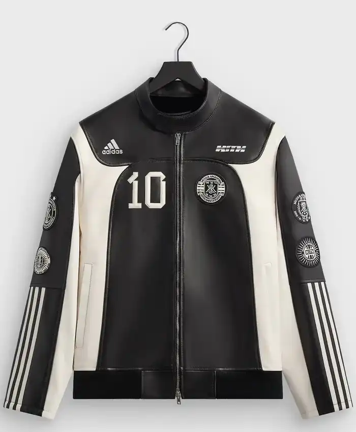 Kith x Lionel Messi x Adidas Football World Cup 2026 Black and White Leather Jacket