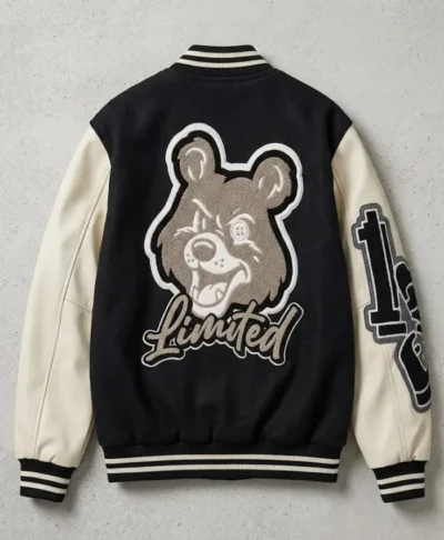 Lamine Yamal Officials Teddy 2026 Black And White Varsity Jacket Back
