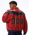 Lamine Yamal Spain Final World Cup Red Oversized Bomber Leather Jacket