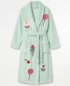 Light Mint Green Sweet Dreams Candy Theme Chenille Bathrobe