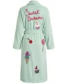 Light Mint Green Sweet Dreams Candy Theme Chenille Bathrobe back