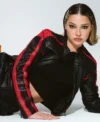 Madelyn Cline Diesel L-Ovable Black and Red Leather Motorcycle Jacket Right