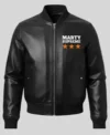 Marty Supreme Black Bomber Leather Jacket Front