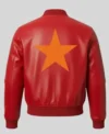 Marty Supreme Red Bomber Leather Jacket Back