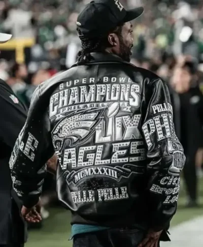 Meek Mill Philadelphia Eagles Leather Jacket Back
