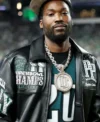 Meek Mill Philadelphia Eagles Leather Jacket Closeup