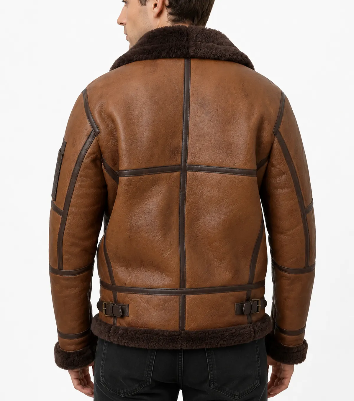 Men B3 Bomber Fur Aviator Real Leather Jacket