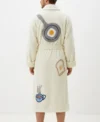 Men Perfect Breakfast Theme Chenille Bathrobe with Shawl Collar Back