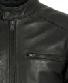 Mens Black Athletic Build Full Grain Leather Biker Jacket