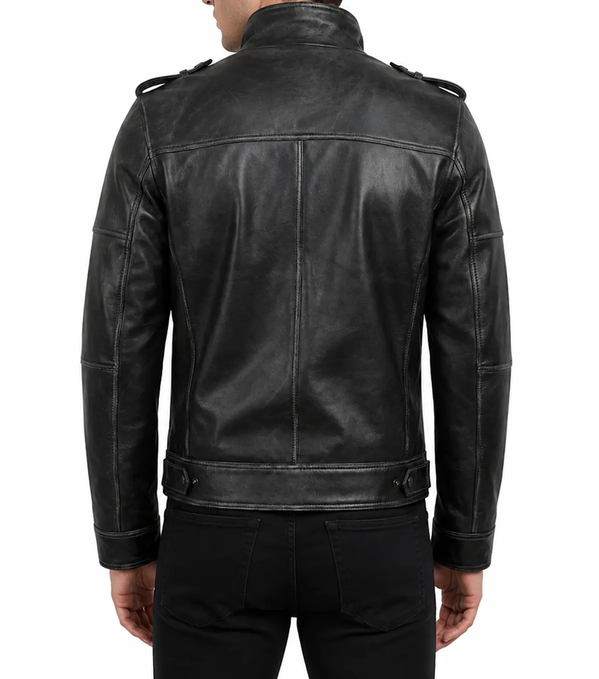 Mens Black Vintage Leather Rider Motorcycle Jacket