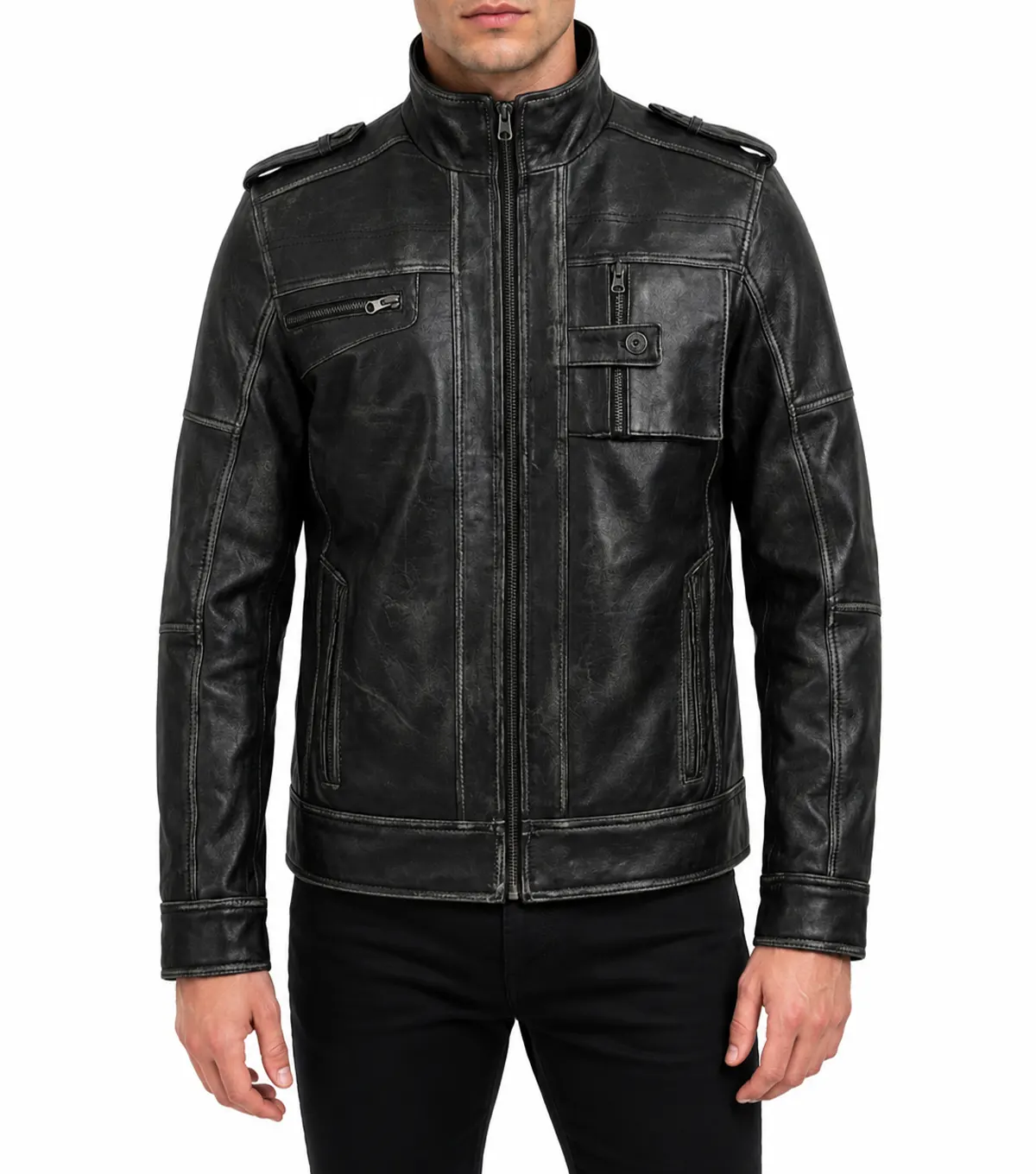 Mens Black Vintage Leather Rider Motorcycle Jackets