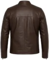 Mens Brown Athletic Build Full Grain Leather Biker Jacket