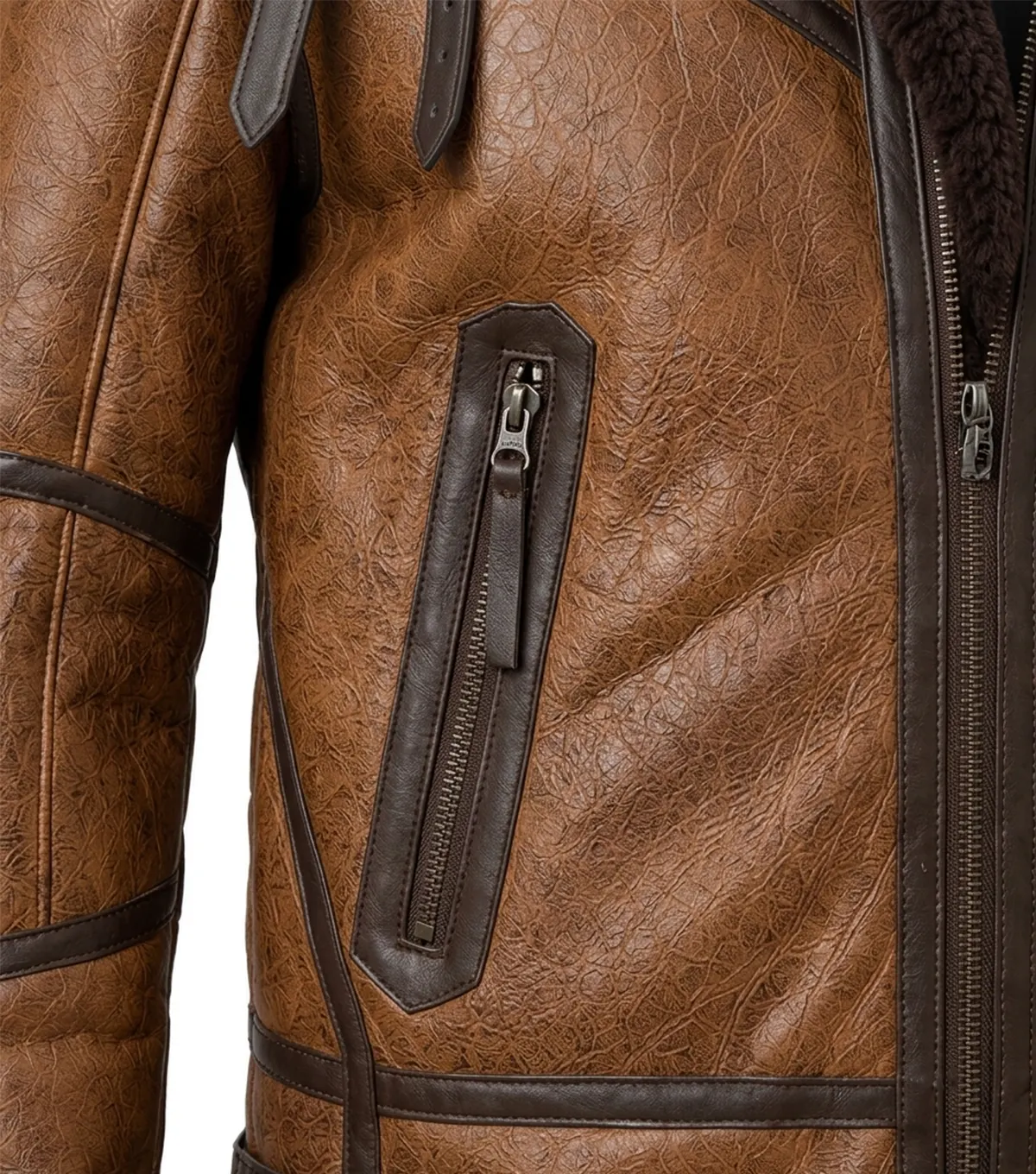 Mens Genuine Leather B3 Fur Bomber Jacket