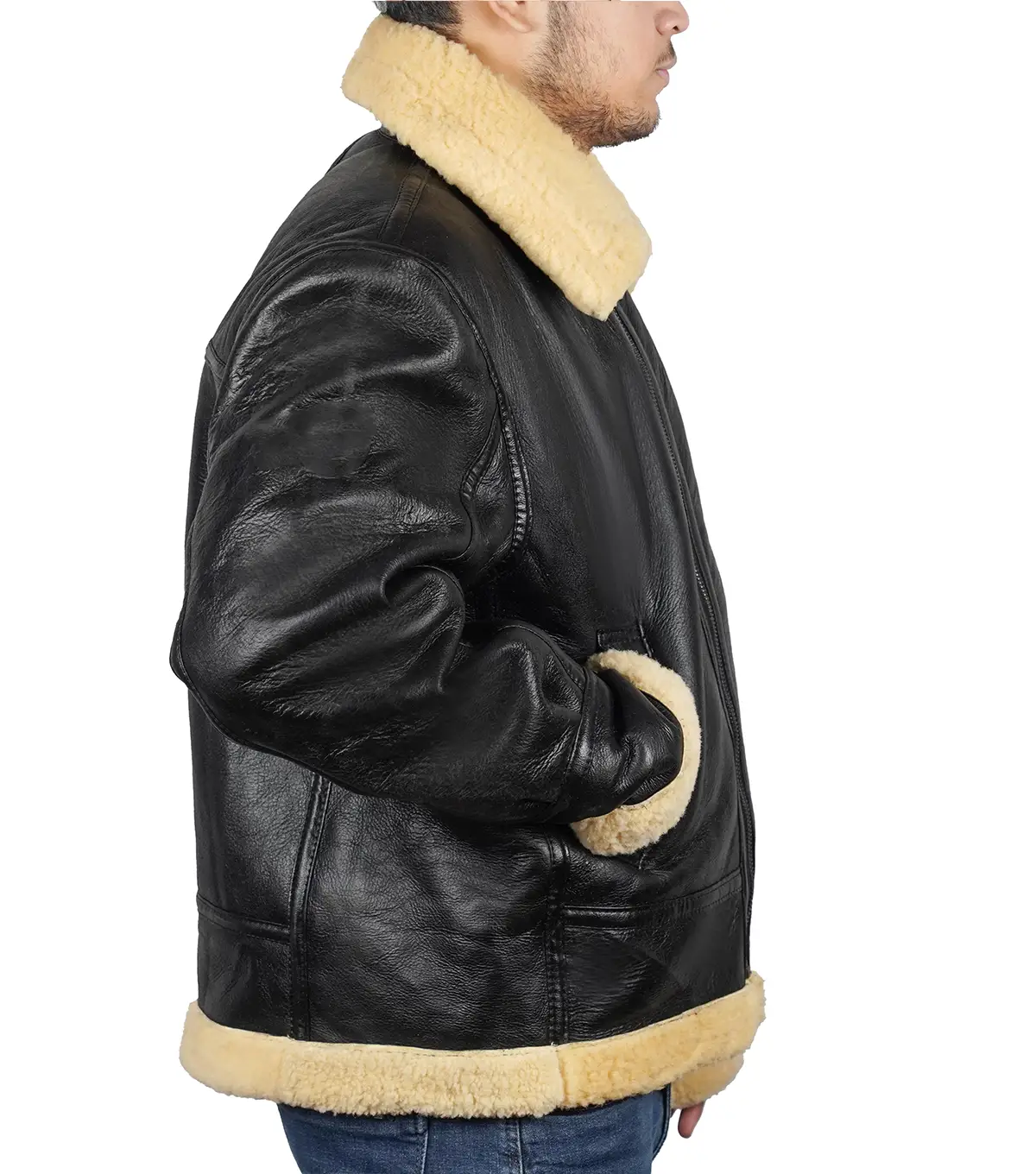 Men’s Leather Jacket with Thick Lining for Winter