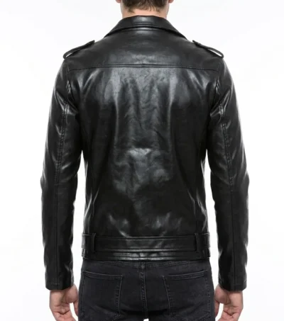 Men's Ninja Stealth Faux Leather Motorcycle Biker Jacket